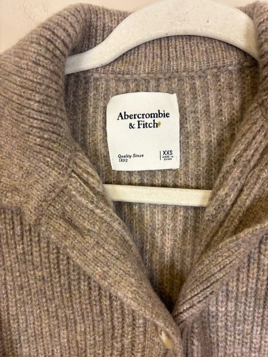 Abercrombie & Fitch Women's Brown Ribbed Button-Up Cardigan Sweater XXS - Picture 4 of 6